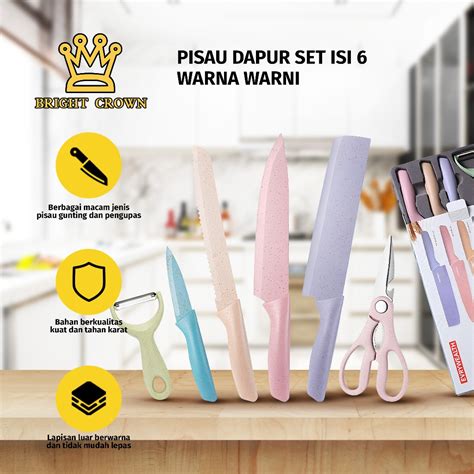 Jual Bright Crown Kitchen Knife Set Stainless Steel Pisau Dapur Set