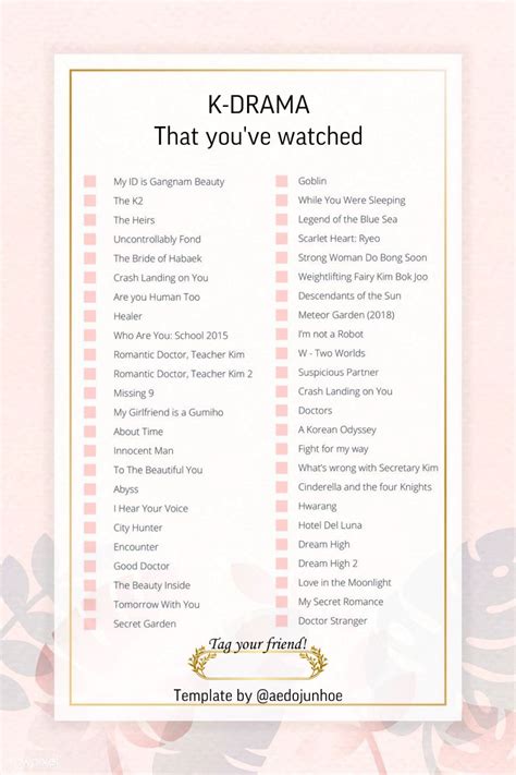 Kdrama Watchlist Korean Drama Checklist Top Best Kdramas Kdramas