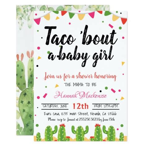 Taco Baby Shower Invitation Taco Bout A Baby Girl