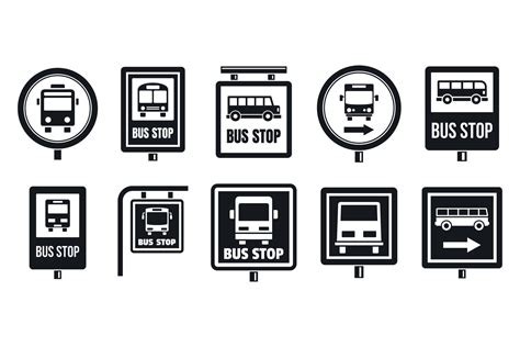 Bus Stop Sign Icon Set Simple Style Graphic By Anatolir56 · Creative