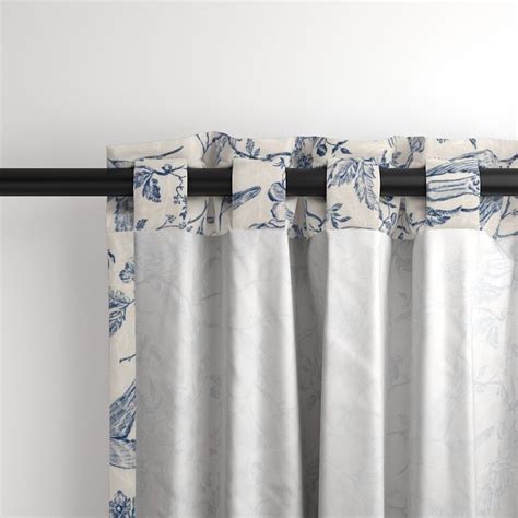 French Country Vintage Birds and Curtain Panel | Spoonflower