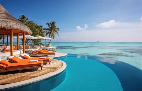 Premium Photo | A pool is located at this maldives resort