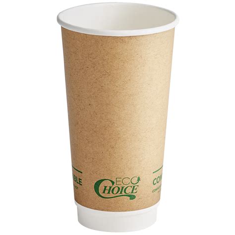 Ecochoice Oz Smooth Double Wall Kraft Compostable Paper Hot Cup