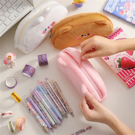 Trousse Stylo Trousse Crayons En Peluche Douce Kawaii Fournitures