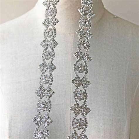 Bling Rhinestone Trimming Crystal Sash Belt Applique Diamante Belt