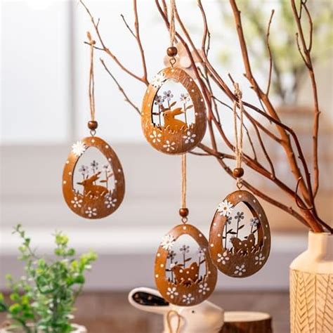 Valery Madelyn 24pcs Easter Decorations Spring Decor Wooden Hanging