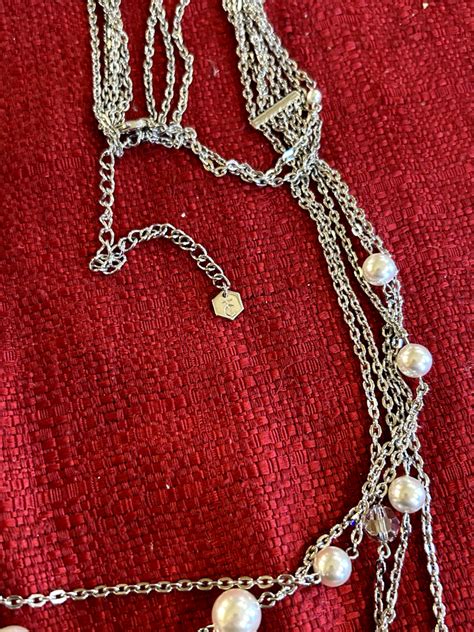 Tc Silver Multi Strand Pearl Crystal Necklace Ebay