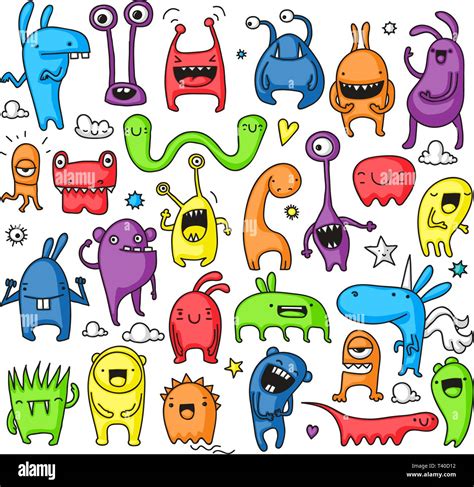 Lovely Monsters Stock Vector Images Alamy