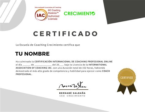 Diploma Certificacion Iac Vive Aprende Y Ejerce El Coaching