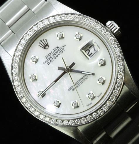 Rolex Mens Datejust Oyster Perpetual Diamond Dial Diamond Bezel Oyster