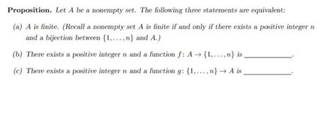 Solved Proposition Let A Be A Nonempty Set The Following Chegg