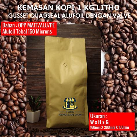 Jual Grosir Termurah Kemasan Kopi Kg Gusset Quad Seal Alufoil