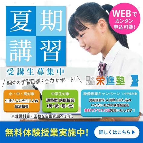 鹿島町・東出雲町・斐川町・三刀屋町の個別指導栄進塾 夏期講習「映像授業」のご案内 ブログ 島根の塾なら個別指導 栄進塾