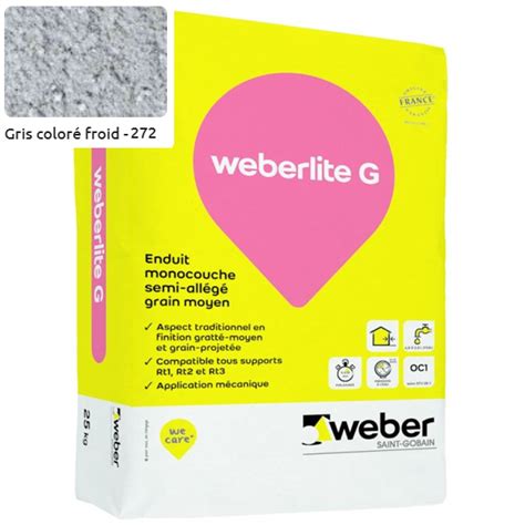 Enduit Monocouche Moyen Weberlite G Gris Color Froid Sac De Kg