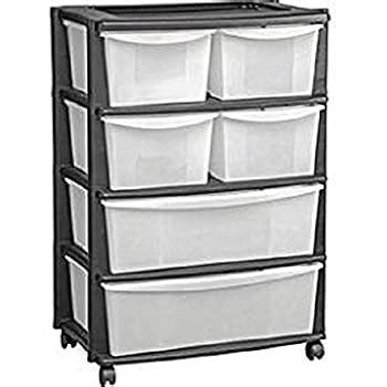 Plastic Wide Tower Storage Unit With Wheels 104 Litres 6 Drawers