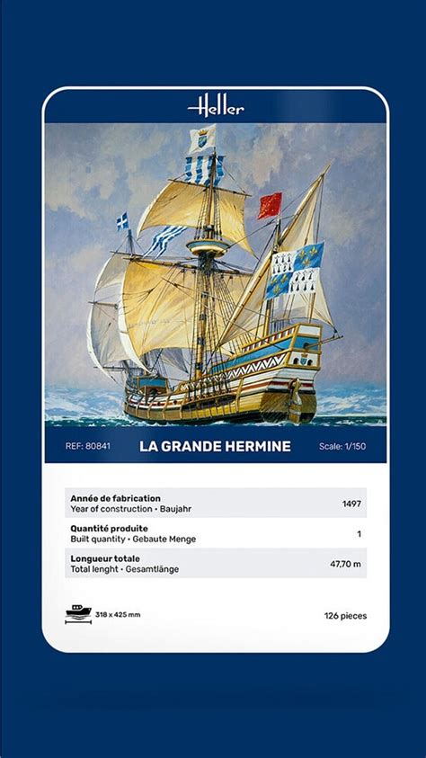 La Grande Hermine Sailing Ship Plastic Model Sailing Ship Kit 1