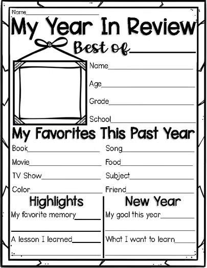 My Year In Review New Year S Worksheet In 2024 New Years Activities