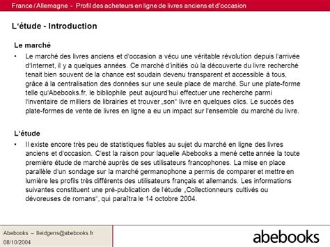 Abebooks 08 10 2004 France Allemagne Profil Des Acheteurs En Ligne