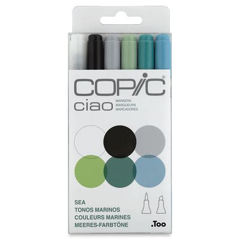 Copic Ciao Double Ended Marker Set Sea Colors Set Of 6 BLICK Art