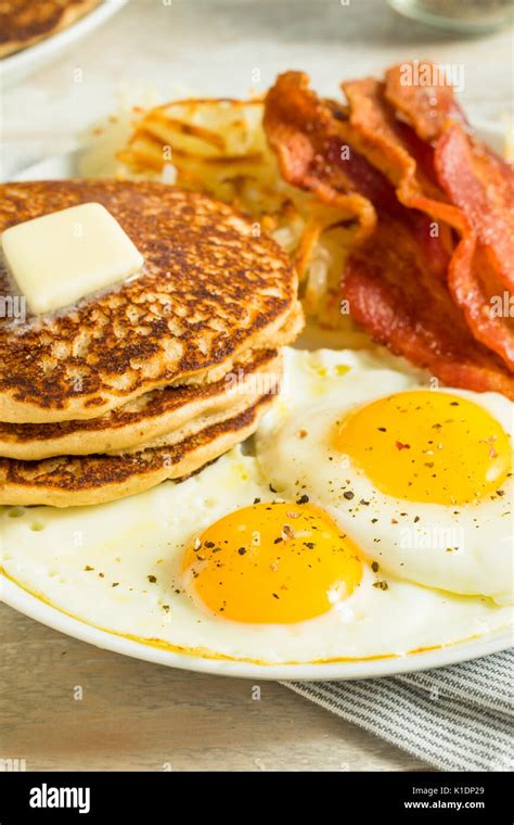 Eggs Bacon Pancakes Pancake Breakfast High Resolution Stock Photography