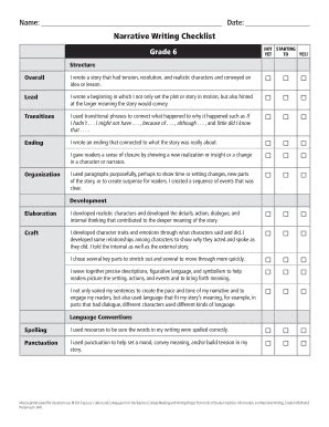 Narrative Writing Checklist Grade Complete With Ease Airslate Signnow