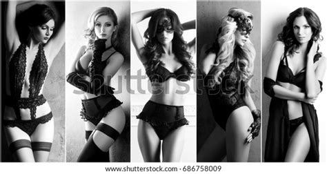 Set Beautiful Model Black Sexy Lingerie Stock Photo 686758009 Shutterstock