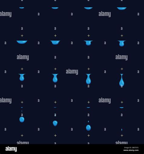 Falling water drops vector animation frames. Drop water fall animation ...