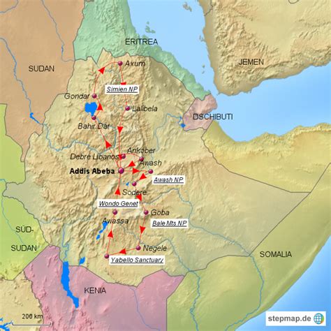 Stepmap Thiopien Landkarte F R Thiopien