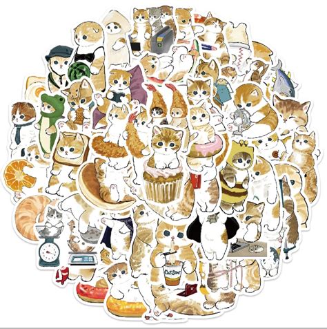 32 64 Pcs Funny Cats Mofusand Waterproof Vinyl PVC Stickers Decal Label