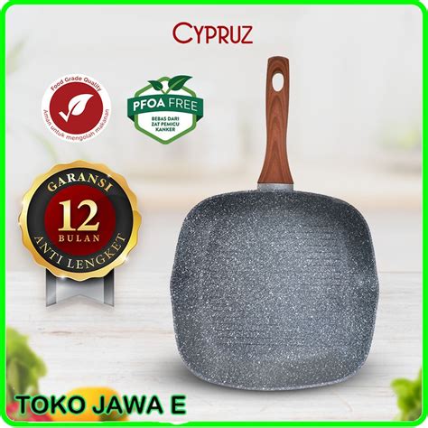 Jual CYPRUZ GREY MARBLE PAN Grill Pan Grilled Pan Marble Induksi BBQ