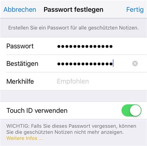 IPhone Notizen Sperren Mit Passwort Touch ID Face ID