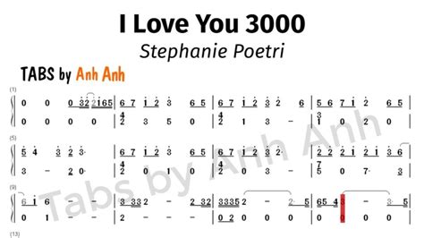 I Love You 3000 Stephanie Poetri Kalimba Tabs Letter And Number Notes