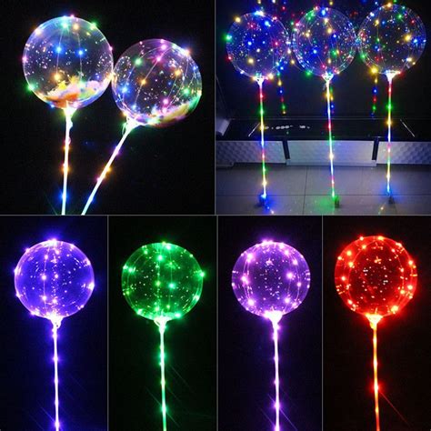 Luminous Led Bobo Balloon Helium Transparent Ballons Sticks Wedding