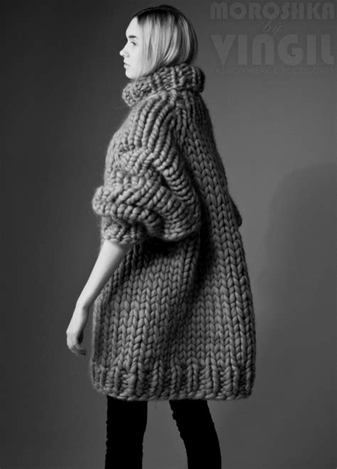 Chunky Knit Sweater Dress Chunky Knitting Turtleneck Her Etsy