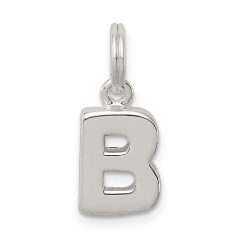 925 Sterling Silver Letter B Initial Monogram Name Pendant Charm