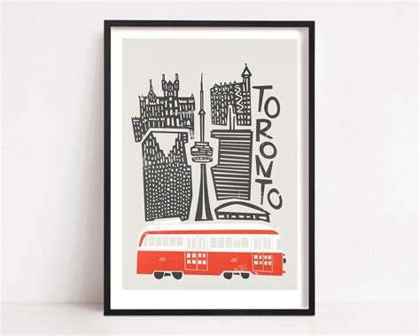 Toronto City Art Canada Art Streetcar Tram Canadian Print - Etsy