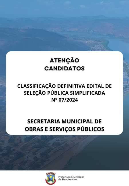 Prefeitura Municipal De Resplendor Classifica O Definitiva Edital De