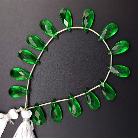 Emerald Color Hydro Quartz Faceted X Mm Size Pear Shape Briolette