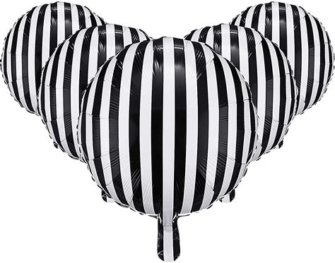 12pcs Black and White Stripe Balloons Foil Balloons Foil Helium ...