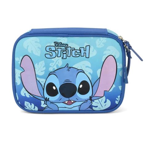 Estojo Escolar Luxcel Stitch Grande Azul Turquesa Et Sc