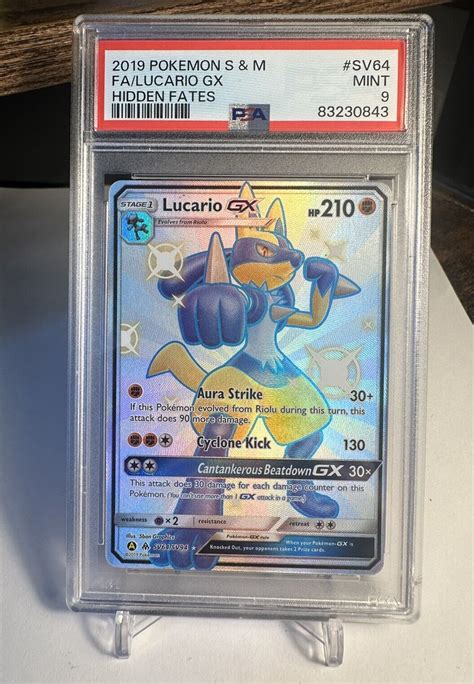 2019 Pokémon Sun Moon Full Art Shiny Lucario GX Hidden Fates SV64