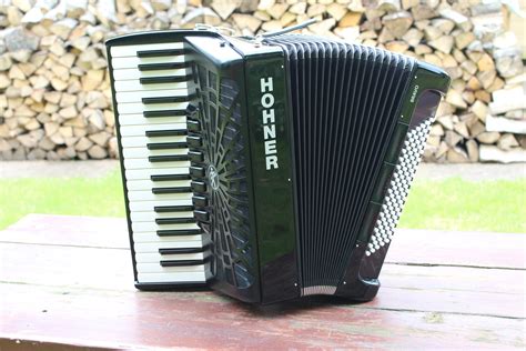 Hohner Bravo Iii Bass Keys Piano Accordion Black Silent Key Model