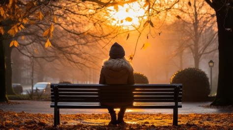 Premium AI Image | a person sitting on a bench in the middle of a park ...