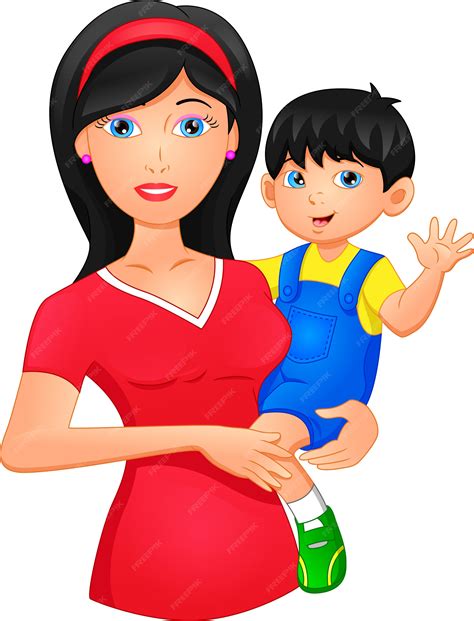 Premium Vector Happy Mom And Baby Waving