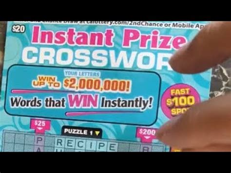 New Instant Prize Crossword California Lottery Scratcher Youtube