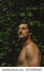 Naked Man Tropical Waterfall Bali Stock Photo Shutterstock
