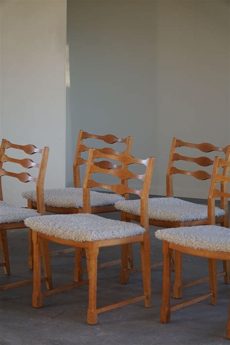 Henning Kj Rnulf Set Of Dining Chairs Reupholstered In Lambswool