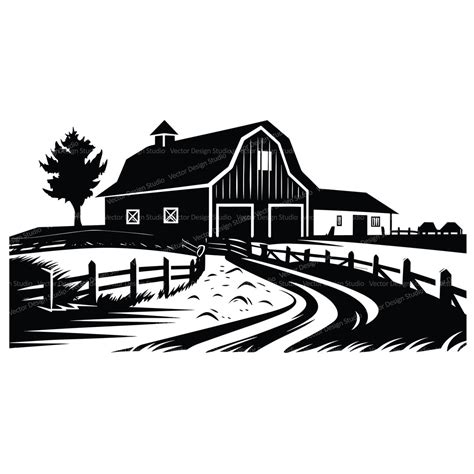 Old Farm Barn Svg PNG Files Farm Illustration Silhouette Clipart