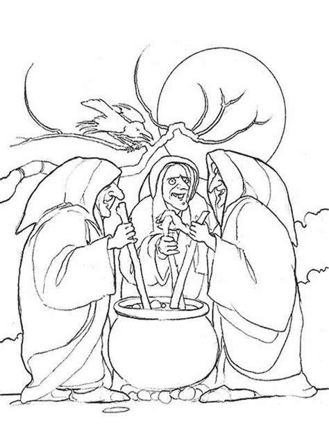 Macbeth Characters Drawings Sketch Coloring Page