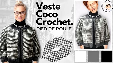 Veste Coco Pied De Poule Top Down Toutes Tailles Au Crochet Tuto Pas